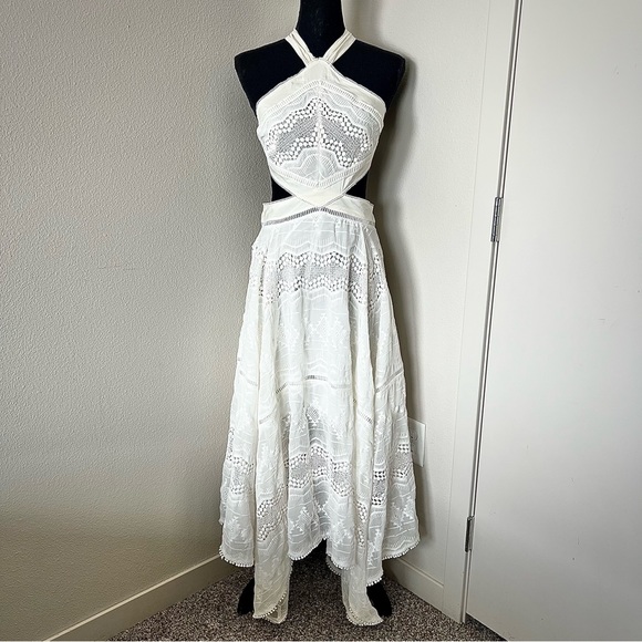 RARE EXC • Free People Charlie Open Back Tie Embroidered Maxi Dress • - Picture 2 of 12